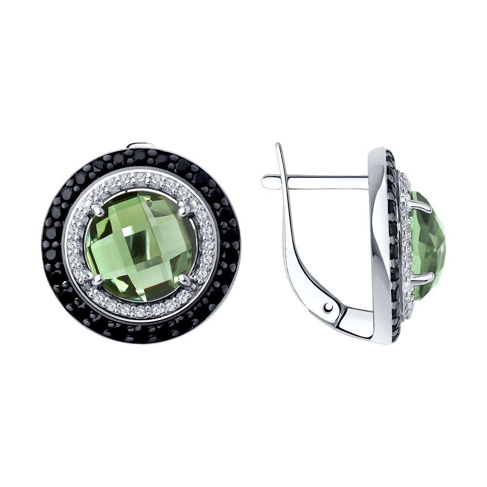 Серьги из серебра с кварцами и фианитами - видео на модели