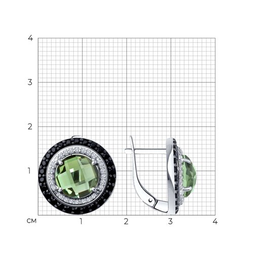 Серьги из серебра с кварцами и фианитами из серебро — вид 4