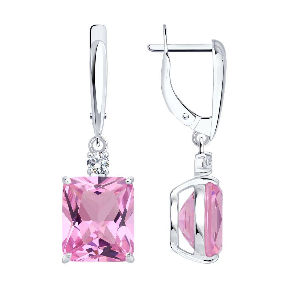 Серьги из серебра с ситаллом и фианитами - видео на модели