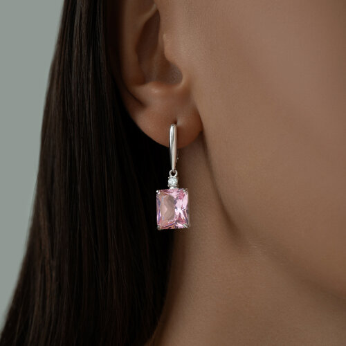 Серьги из серебра с ситаллом и фианитами из серебро — вид 6