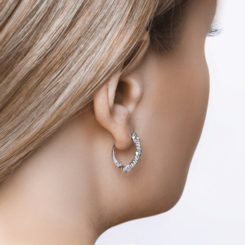 Серьги из серебра с голубыми топазами и фианитами из родированное серебро — вид 2