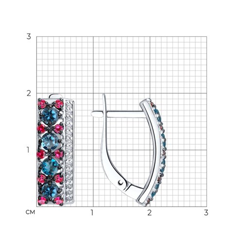 Серьги из серебра с миксом камней из серебро — вид 4