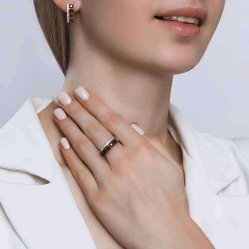 Серьги из серебра с гранатами и красными и бесцветными фианитами из серебро — вид 3