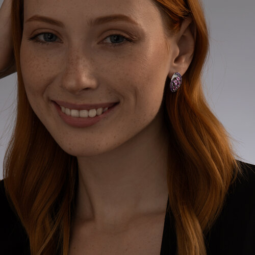 Серьги из серебра с аметистами и сиреневыми фианитами из серебро — вид 3