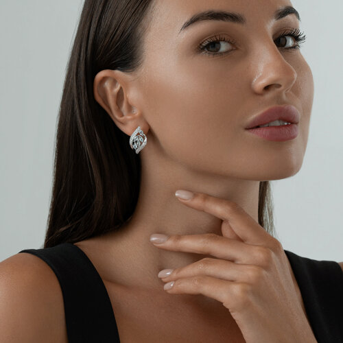 Серьги из серебра с голубыми топазами и фианитами из серебро — вид 3