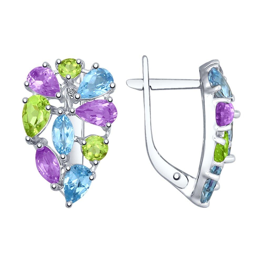 Серьги из серебра с полудрагоценными вставками