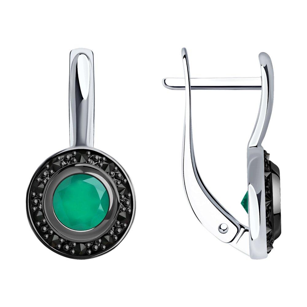 Серьги из серебра с агатами и фианитами - видео на модели