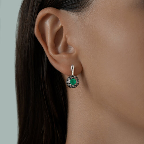 Серьги из серебра с агатами и фианитами из серебро — вид 2