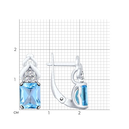 Серьги из серебра с топазами и фианитами из серебро — вид 4