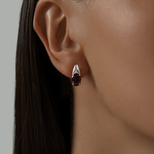 Серьги из серебра с гранатами и фианитами из серебро — вид 2