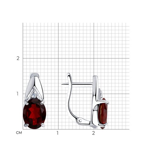 Серьги из серебра с гранатами и фианитами из серебро — вид 4