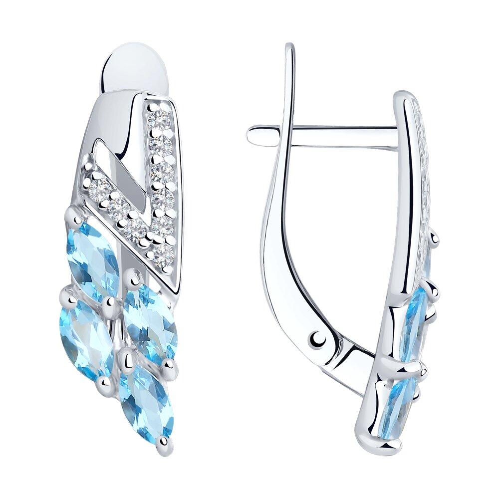 Серьги из серебра с топазами и фианитами - видео на модели