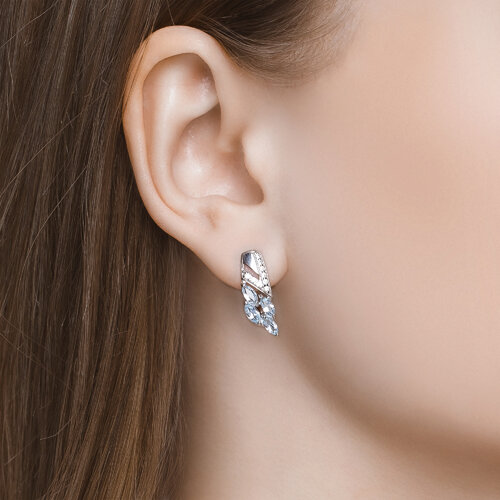 Серьги из серебра с топазами и фианитами из серебро — вид 2