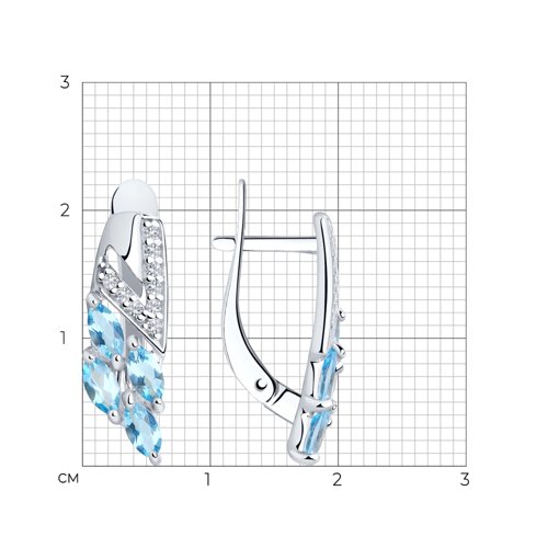 Серьги из серебра с топазами и фианитами из серебро — вид 4