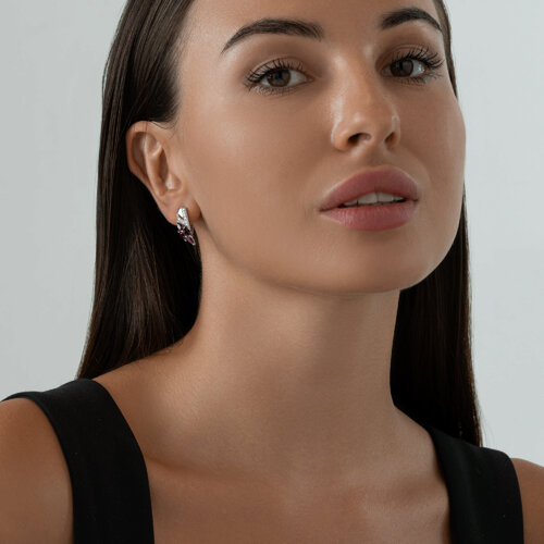 Серьги из серебра с гранатами и фианитами из серебро — вид 3