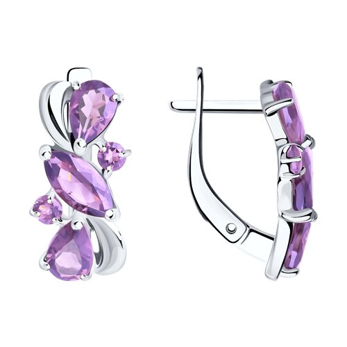 Серьги из серебра с аметистами - видео на модели