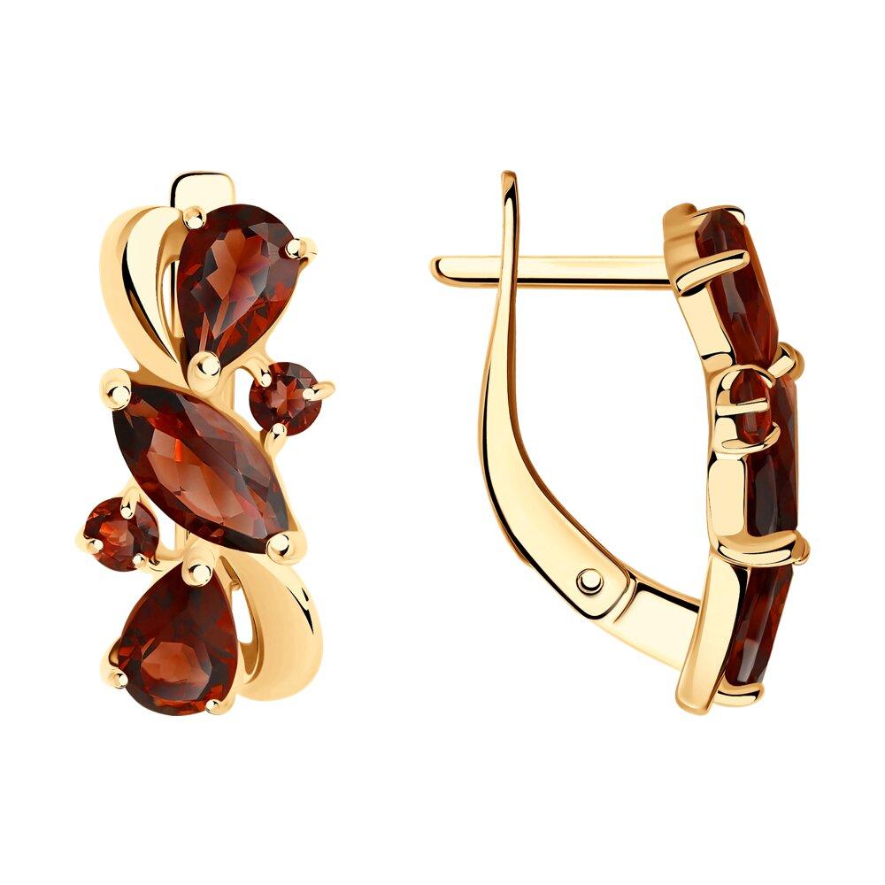 Серьги из золочёного серебра с гранатами - видео на модели