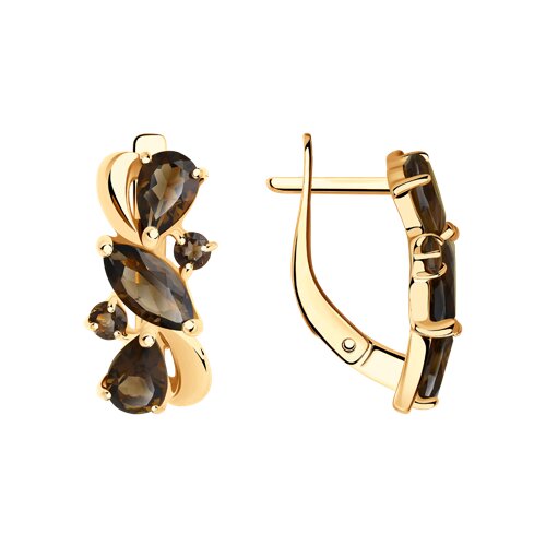 Серьги из золочёного серебра с раухтопазами - видео на модели