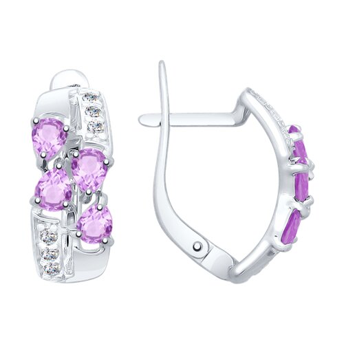 Серьги из серебра с аметистами и фианитами - видео