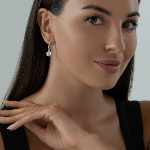 Серьги из золочёного серебра с горным хрусталем из серебро — вид 5