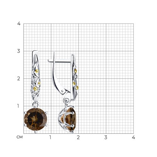 Серьги из золочёного серебра с раухтопазами из серебро — вид 5