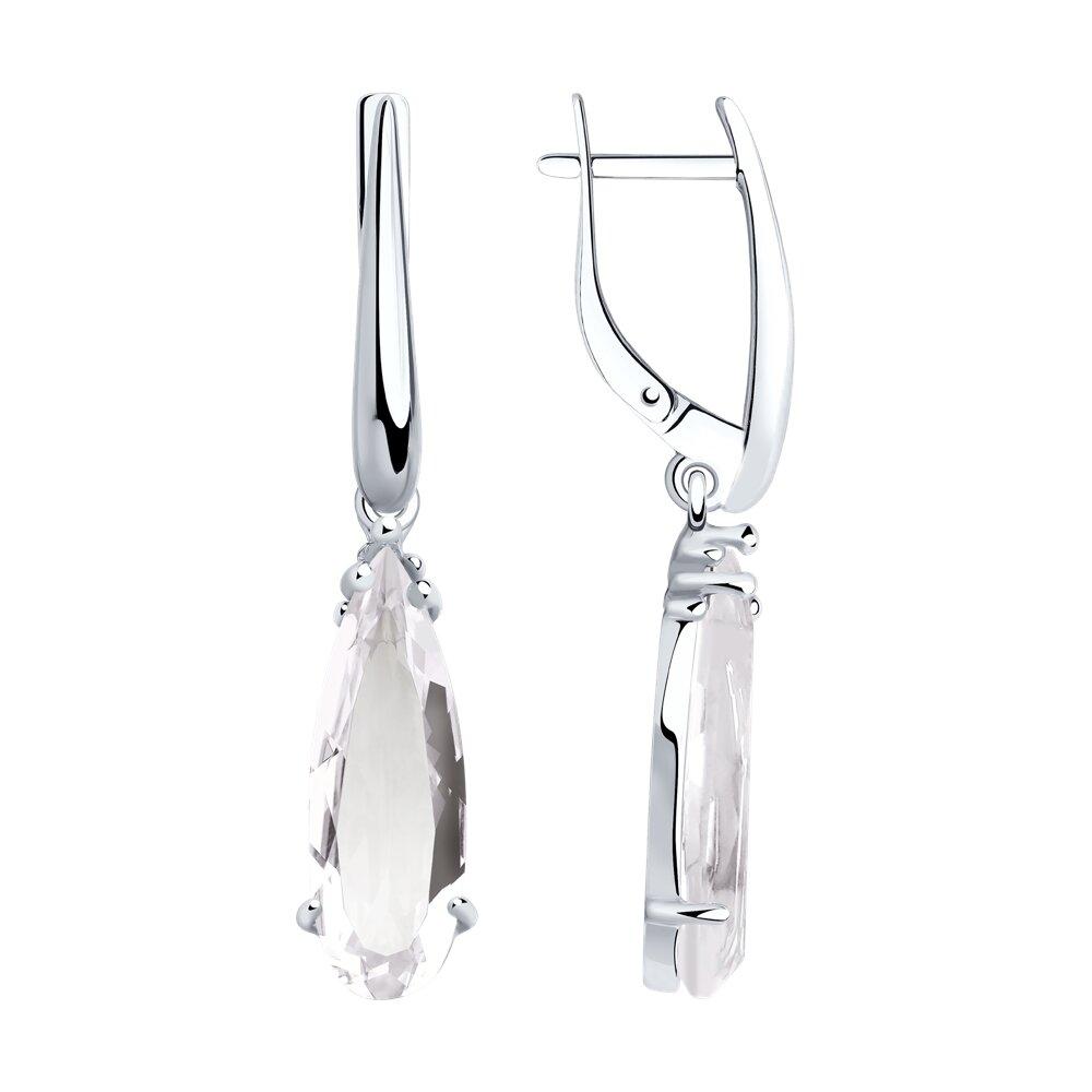 Серьги из серебра с горным хрусталем - видео на модели