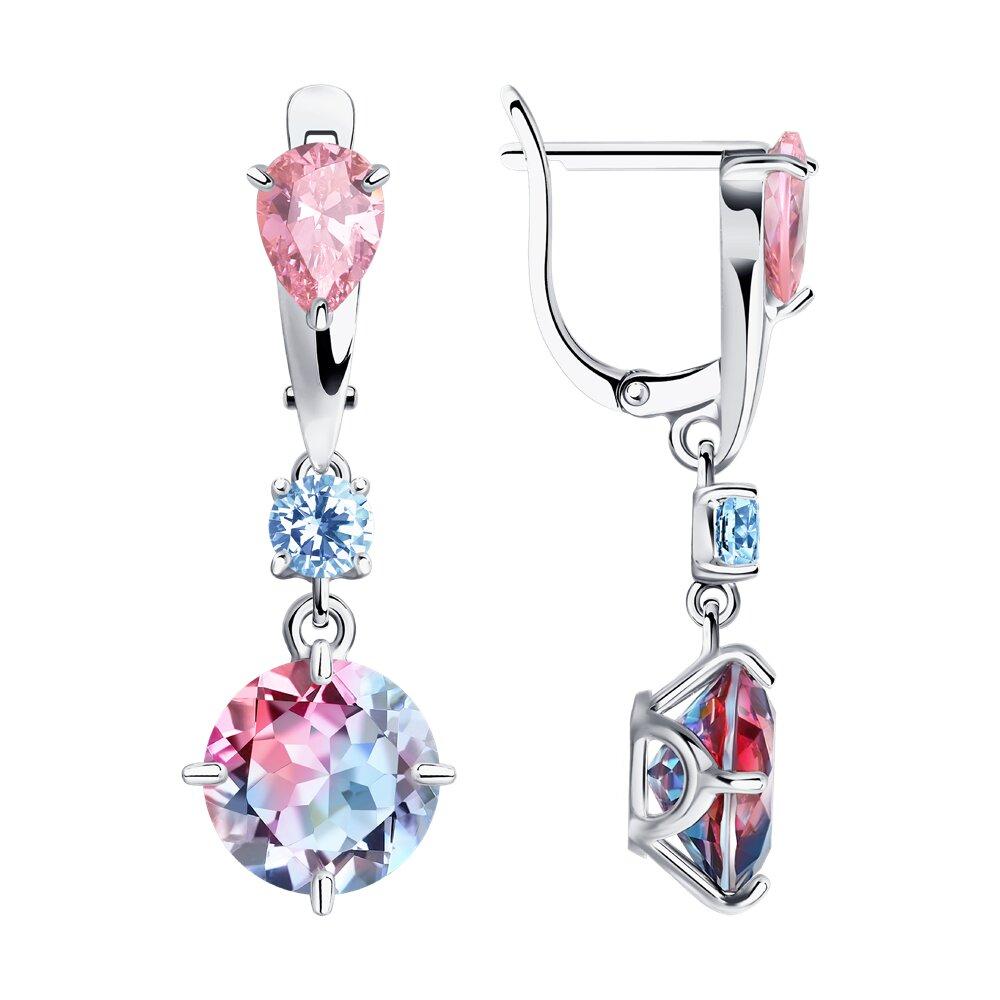 Серьги из серебра с ситаллами и фианитами - фото 1