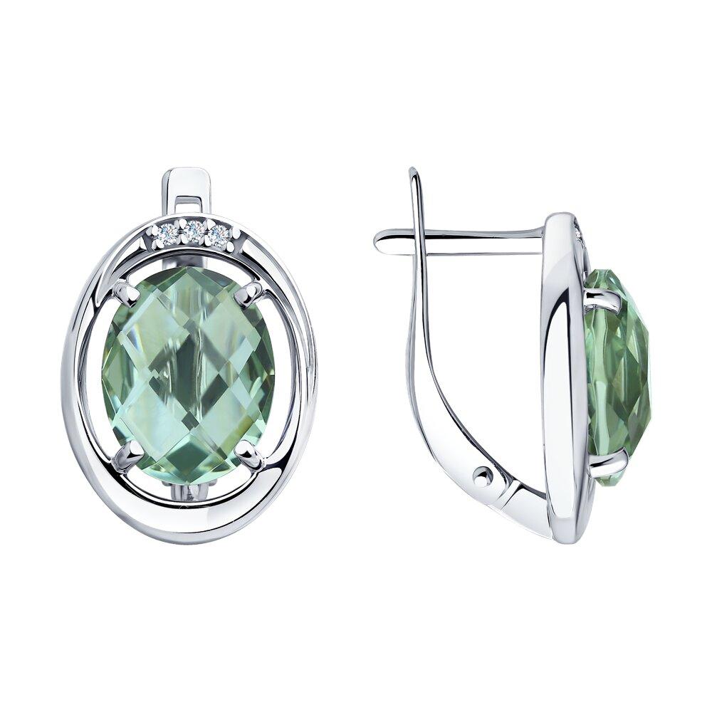 Серьги из серебра с кварцем и фианитами - видео на модели