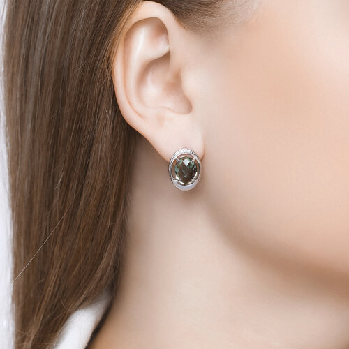 Серьги из серебра с кварцем и фианитами из серебро — вид 2