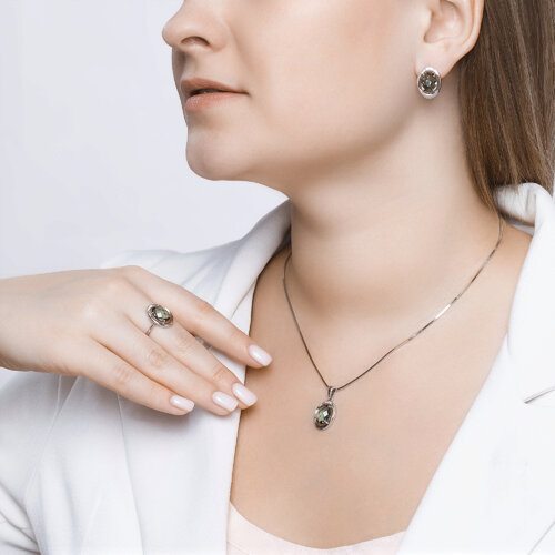 Серьги из серебра с кварцем и фианитами из серебро — вид 3