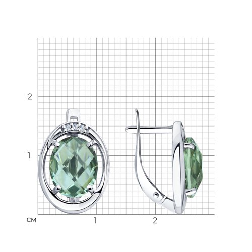 Серьги из серебра с кварцем и фианитами из серебро — вид 6