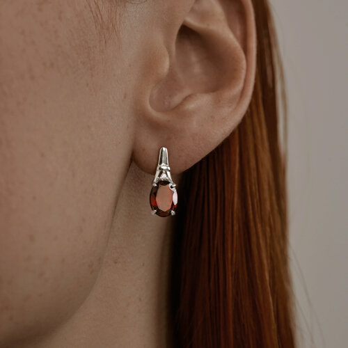 Серьги из серебра с гранатами из серебро — вид 2