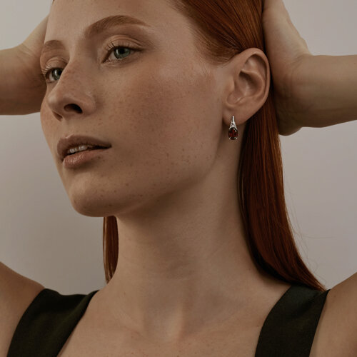 Серьги из серебра с гранатами из серебро — вид 3