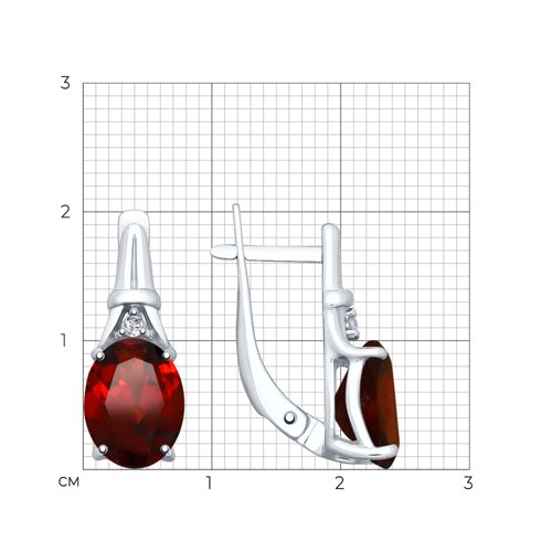 Серьги из серебра с гранатами из серебро — вид 4