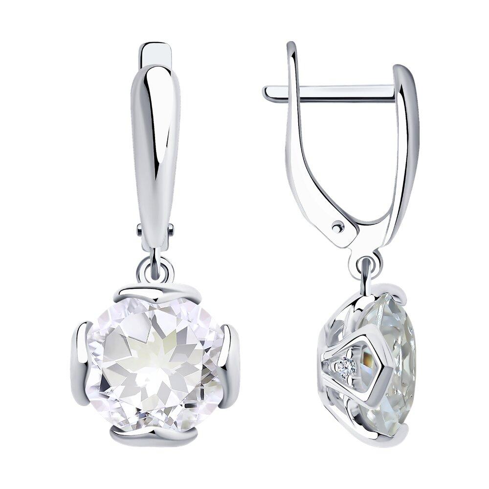 Серьги из серебра с горным хрусталем и фианитами - видео на модели