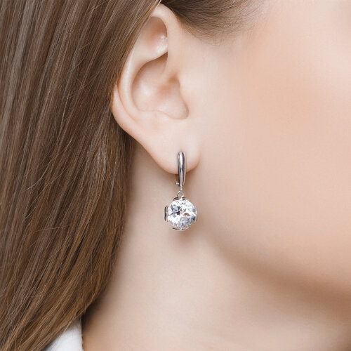 Серьги из серебра с горным хрусталем и фианитами из серебро — вид 2