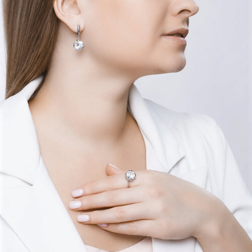 Серьги из серебра с горным хрусталем и фианитами из серебро — вид 4