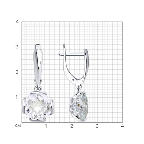 Серьги из серебра с горным хрусталем и фианитами из серебро — вид 5