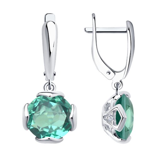 Серьги из серебра с кварцем и фианитами - видео на модели