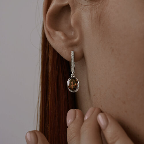 Серьги из серебра с раухтопазами и фианитами из серебро — вид 2