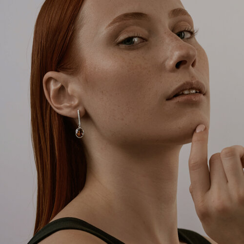 Серьги из серебра с раухтопазами и фианитами из серебро — вид 3