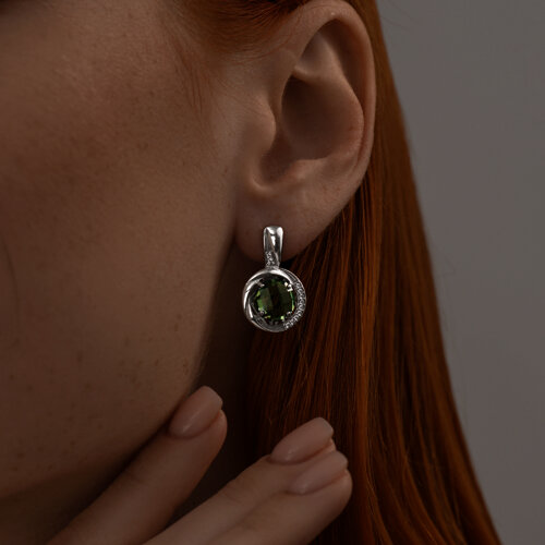 Серьги из серебра с кварцем и фианитами из серебро — вид 2