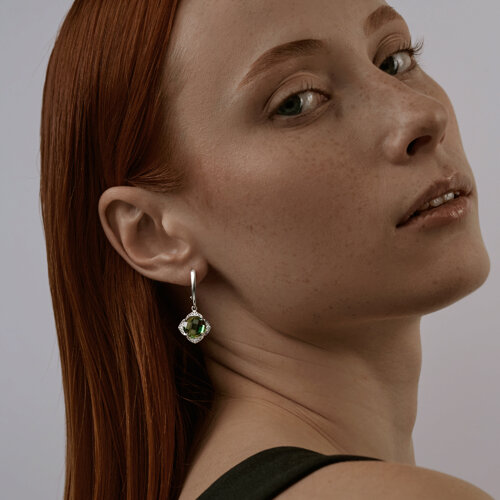 Серьги из серебра с кварцем и фианитами из серебро — вид 3