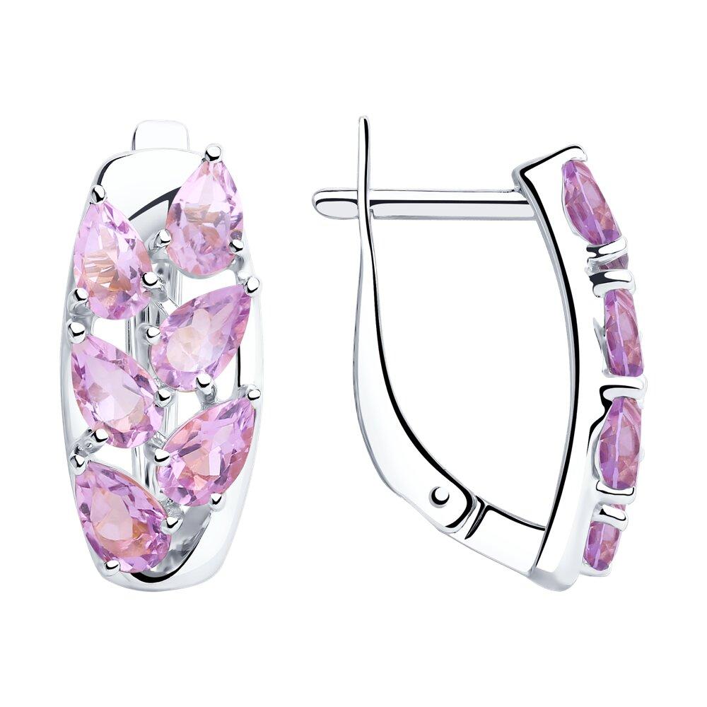 Серьги из серебра с аметистами - видео на модели