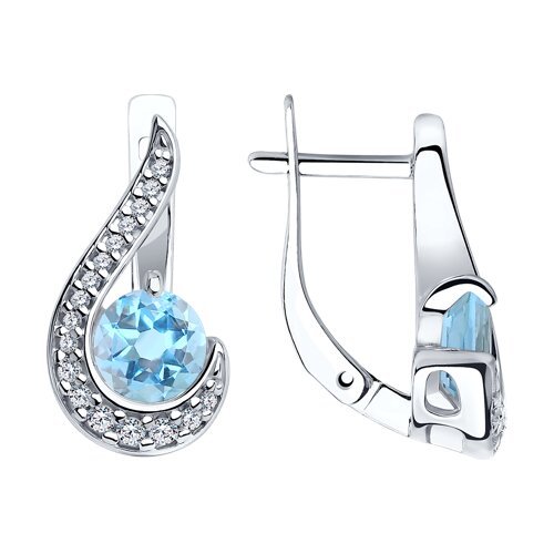 Серьги из серебра с топазами и фианитами - видео на модели