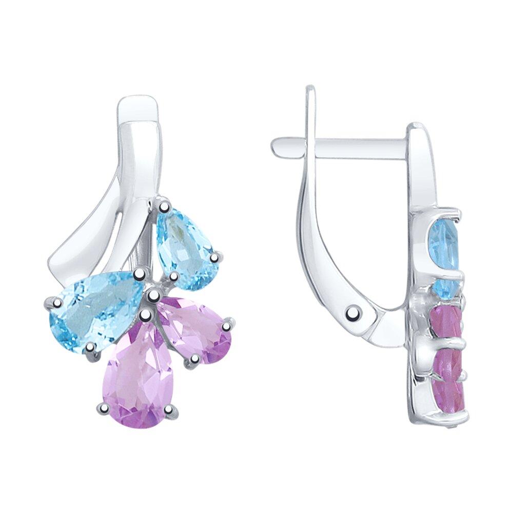 Серьги из серебра с полудрагоценными вставками из серебро