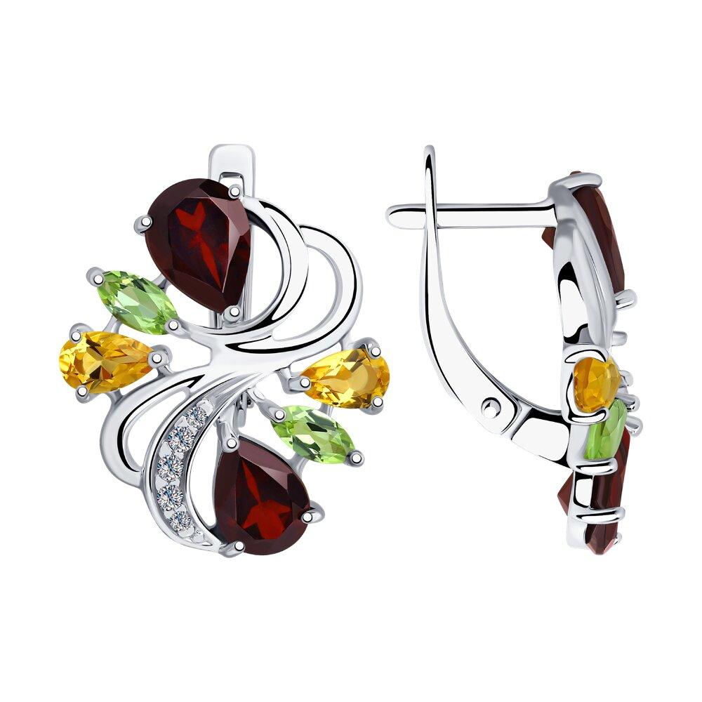 Серьги из серебра с миксом камней - видео на модели