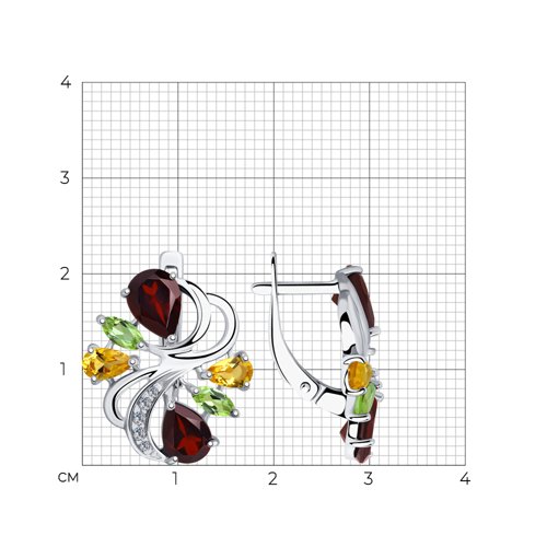 Серьги из серебра с миксом камней из серебро — вид 4