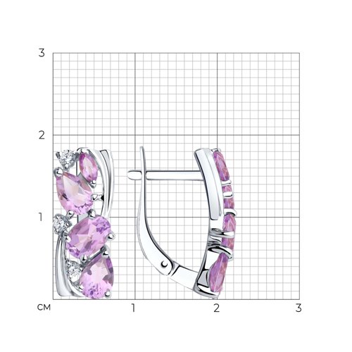 Серьги из серебра с аметистами и фианитами из серебро — вид 4