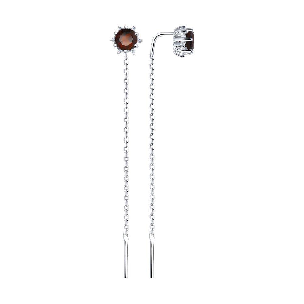 Серьги из серебра с гранатами и фианитами - видео на модели